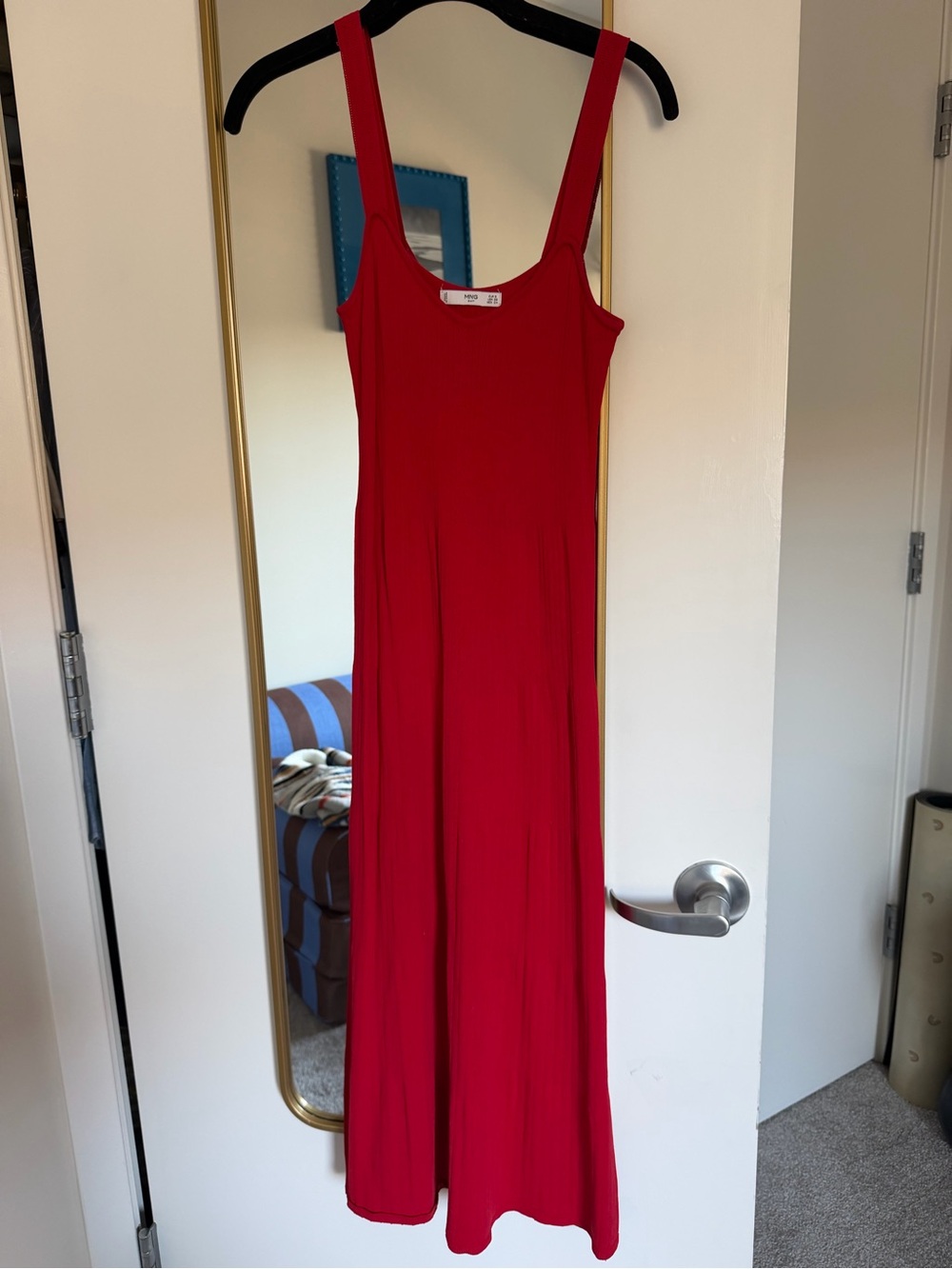 Mango Red Sleeveless Midi Dress